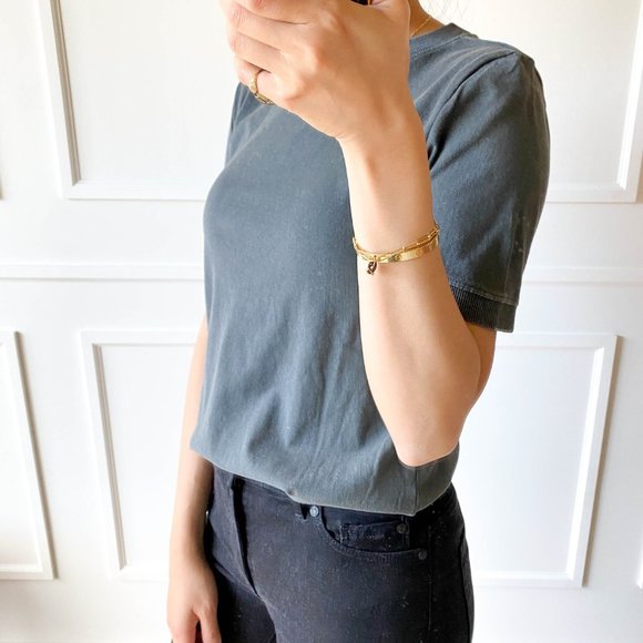 NEW Zara Sea Grey / Blue Tee - Small - Picture 2 of 10